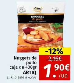 Oferta de Artiq - Nuggets De Pollo Caja De 400gr por 1,9€ en Maskom Supermercados
