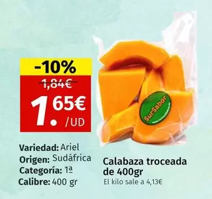 Oferta de Ariel - Calabaza Troceada De 400gr por 1,65€ en Maskom Supermercados
