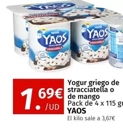 Oferta de Yaos - Yogur Griego De Stracciatella O De Mango por 1,69€ en Maskom Supermercados