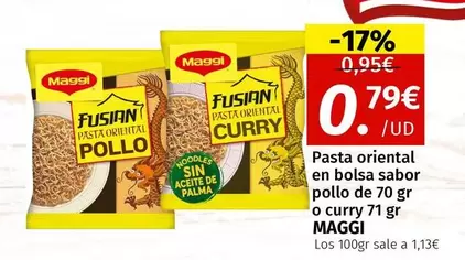 Oferta de Maggi - Pasta Oriental En Bolsa Sabor Pollo De 70 Gr O Curry por 0,79€ en Maskom Supermercados