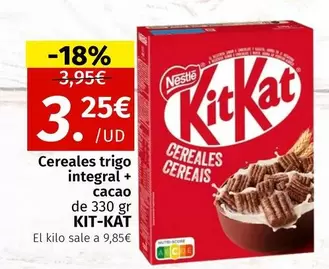 Oferta de Kit Kat - Cereales Trigo Integral + Cacao por 3,25€ en Maskom Supermercados