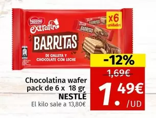 Oferta de Nestlé - Chocolatina Wafer por 1,49€ en Maskom Supermercados
