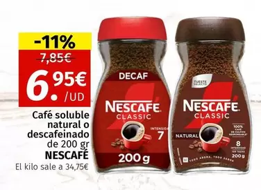 Oferta de Nescafé - Café Soluble Natural O Descafeinado por 6,95€ en Maskom Supermercados