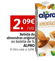 Oferta de Alpro - Bebida De Almendras Original En Botella por 2,09€ en Maskom Supermercados