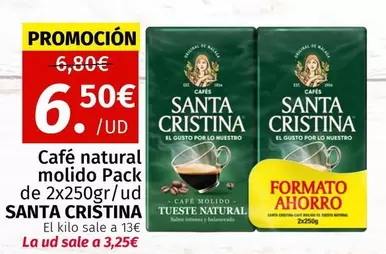 Oferta de Santa Cristina - Café Natural Molido por 6,5€ en Maskom Supermercados