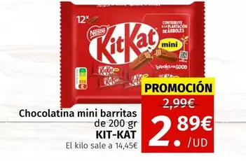 Oferta de Kit Kat - Chocolatina Mini Barritas por 2,89€ en Maskom Supermercados