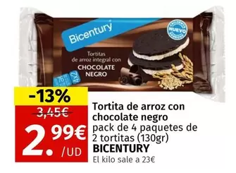 Oferta de Bicentury - Tortitas De Arroz Con Chocolate Negro por 2,99€ en Maskom Supermercados
