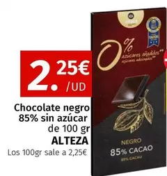Oferta de Alteza - Chocolate Negro 85% Sin Azucar por 2,25€ en Maskom Supermercados