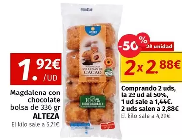 Oferta de Alteza - Magdalena Con Chocolate por 1,92€ en Maskom Supermercados