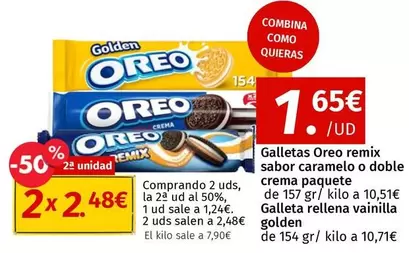 Oferta de Oreo - Galletas  Remix Sabor Caramelo O Doble Crema Paquete por 1,65€ en Maskom Supermercados