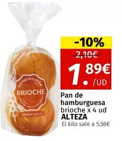 Oferta de Alteza - Pan De Hamburguesa Brioche por 1,89€ en Maskom Supermercados