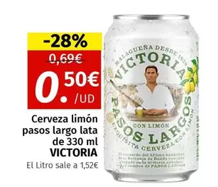 Oferta de Victoria - Cerveza Limon Paso Largo Lata por 0,5€ en Maskom Supermercados