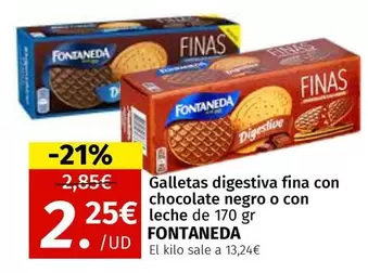 Oferta de Fontaneda - Galletas Digestiva Fina Con Chocolate Negro O Con Leche por 2,25€ en Maskom Supermercados
