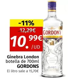 Oferta de Gordon's - Ginebra London por 10,99€ en Maskom Supermercados