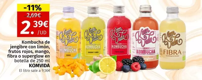Oferta de Komvida - Kombucha De Jengibre por 2,39€ en Maskom Supermercados