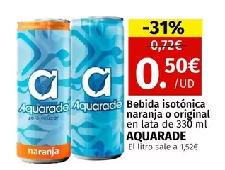 Oferta de Aquarade - Bebida Isotónica Naranja O Original En Lata por 0,5€ en Maskom Supermercados