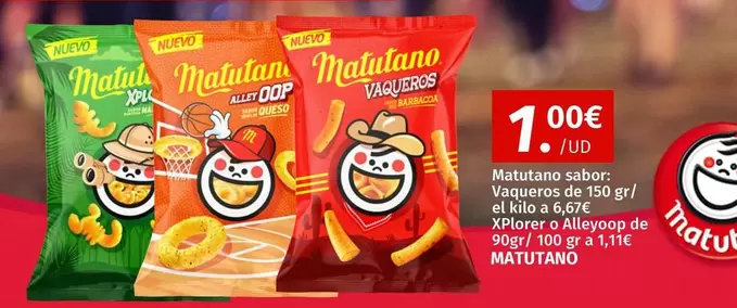 Oferta de Matutano - s Sabor Vaquero por 1€ en Maskom Supermercados