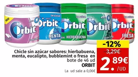 Oferta de Orbit - Chicle Sin Azúcar Sabores Hierbabuena por 2,89€ en Maskom Supermercados