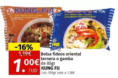 Oferta de Kong - Bolsa Fideos Oriental Ternera O Gamba De 85gr por 1€ en Maskom Supermercados