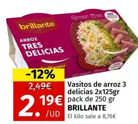 Oferta de Brillante - Vasitos De Arroz 3 Delicias por 2,19€ en Maskom Supermercados