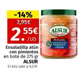 Oferta de Alsur - Ensaladilla Atun Con Pimientos por 2,55€ en Maskom Supermercados