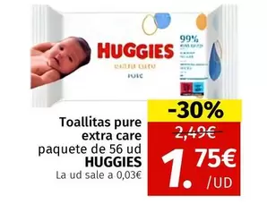 Oferta de Huggies - Toallitas Pure Extra Care Paquete por 1,75€ en Maskom Supermercados