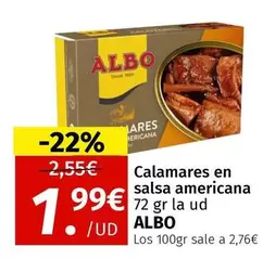 Oferta de Albo - Calamares En Salsa Americana por 1,99€ en Maskom Supermercados
