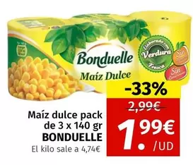 Oferta de Bonduelle - Maiz Dulce por 1,99€ en Maskom Supermercados