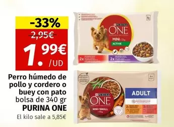 Oferta de Purina One - Perro Húmedo De Pollo Y Cordero O Buey Con Pato Bolsa De por 1,99€ en Maskom Supermercados