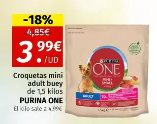 Oferta de Purina One - Croquetas Mini Adult Buey por 3,99€ en Maskom Supermercados