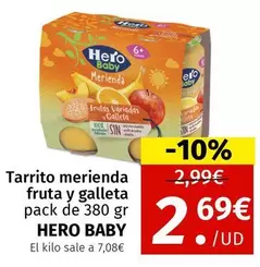 Oferta de Hero Baby - Tarrito Merienda Fruta Y Galleta por 2,69€ en Maskom Supermercados