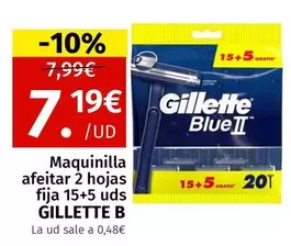 Oferta de Gillette - Maquinilla Afeitar 2 Hojas Fija 15+5 Uds por 7,19€ en Maskom Supermercados