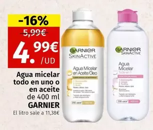 Oferta de Garnier - Agua Micelar Todo En Uno O En Aceite De 400 Ml por 4,99€ en Maskom Supermercados