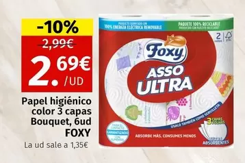 Oferta de Foxy - Papel Higienico Color 3 Capas Bouquet por 2,69€ en Maskom Supermercados
