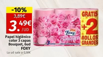 Oferta de Foxy - Papel Higiénico Color 3 Capas Bouquet/ 6ud por 3,49€ en Maskom Supermercados
