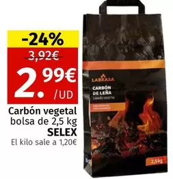 Oferta de Selex - Carbón Vegetal Bolsa De 2,5 Kg por 2,99€ en Maskom Supermercados