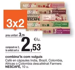 Oferta de Nescafé - Cafè En Càpsules India, Brazil, Colombia, Africas O Colombia Descafeïnat Farmers por 3,79€ en BonpreuEsclat