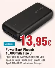 Oferta de Phoenix - Power Bank 10.000mAh Tipo C por 13,95€ en Froiz