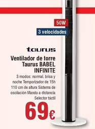 Oferta de Taurus - Ventilador De Torre Babel Infinite por 69€ en Froiz