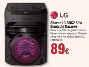 Oferta de LG - Altavoz Rnc2 80w Bluetooth Karaoke por 89€ en Froiz