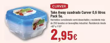 Oferta de Curver - Take Away Cuadrado Curver 0,6 Litros Pack 5u por 2,95€ en Froiz