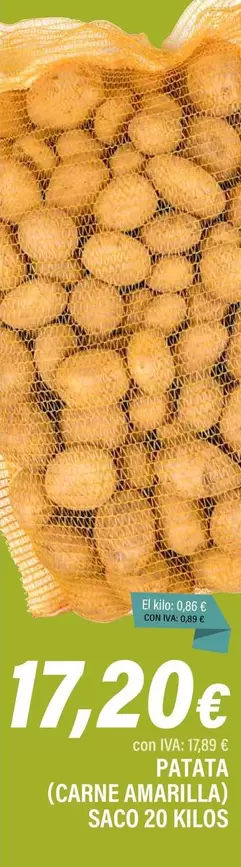 Oferta de Patata (carne Amarilla) por 17,2€ en Cash Ifa