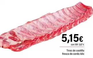 Oferta de Tiras De Costilla Fresca De Cerdo Kilo por 5,15€ en Cash Ifa