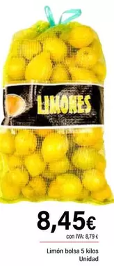 Oferta de Limon Bolsa 5 Kilos Unidad por 8,45€ en Cash Ifa