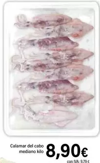 Oferta de Calamar Del Cabo Mediano Kilo por 8,9€ en Cash Ifa