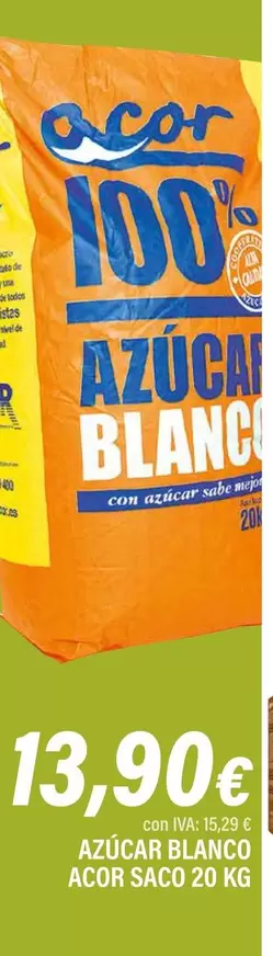 Oferta de Azúcar Blanco Acor Saco 20 Kg por 13,9€ en Cash Ifa