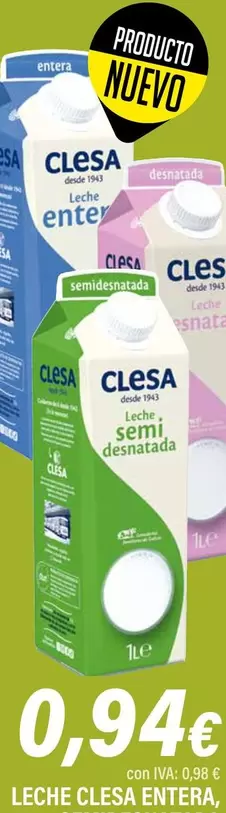 Oferta de Clesa - Leche por 0,94€ en Cash Ifa