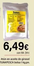 Oferta de Tunapesca - Atun En Aceite De Girasol Bolsa por 6,49€ en Cash Ifa