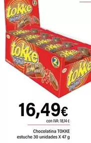 Oferta de Tokke - Chocolatina Estuche 30 Unidades por 16,49€ en Cash Ifa