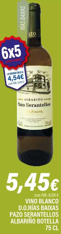 Oferta de Pazo - Vino Blanco D.O. Rias Baixas por 5,45€ en Cash Ifa
